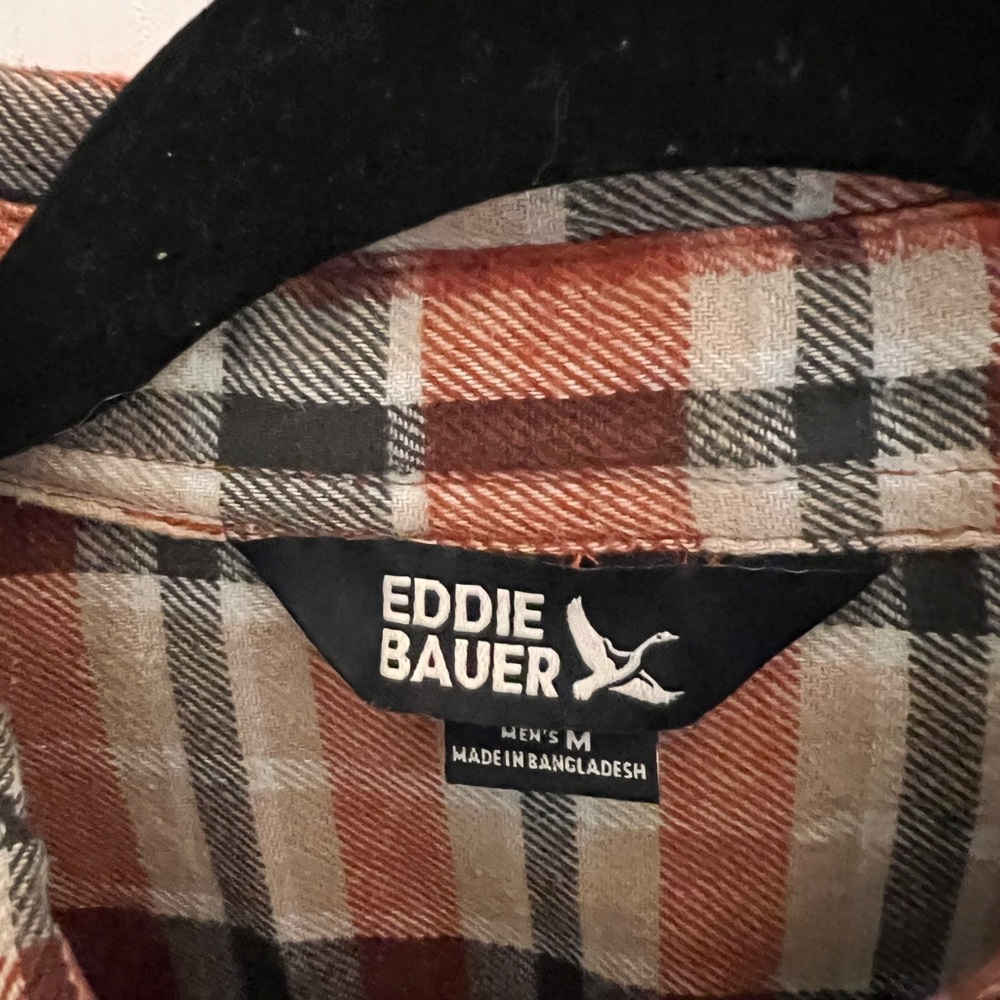 Eddie Bauer Shirt Adult L Plaid Flannel Button Up 100% Cotton Mens EUC - Picture 5 of 6